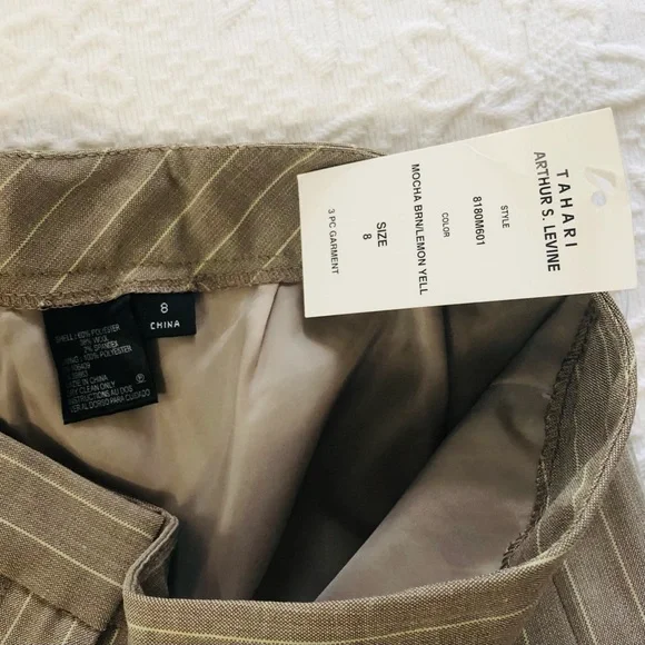 TAHARI Pantsuit NWT Arthur Levine 2PC Striped Jacket & Pant fully Lined Size 8 - Picture 13 of 13